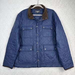 Lucky Quilted Barn Jacket Mens XXL Blue Brown Corduroy Collar Chore Coat Casual